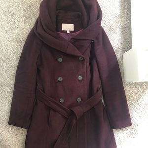 Eggplant colored wool blended coat.